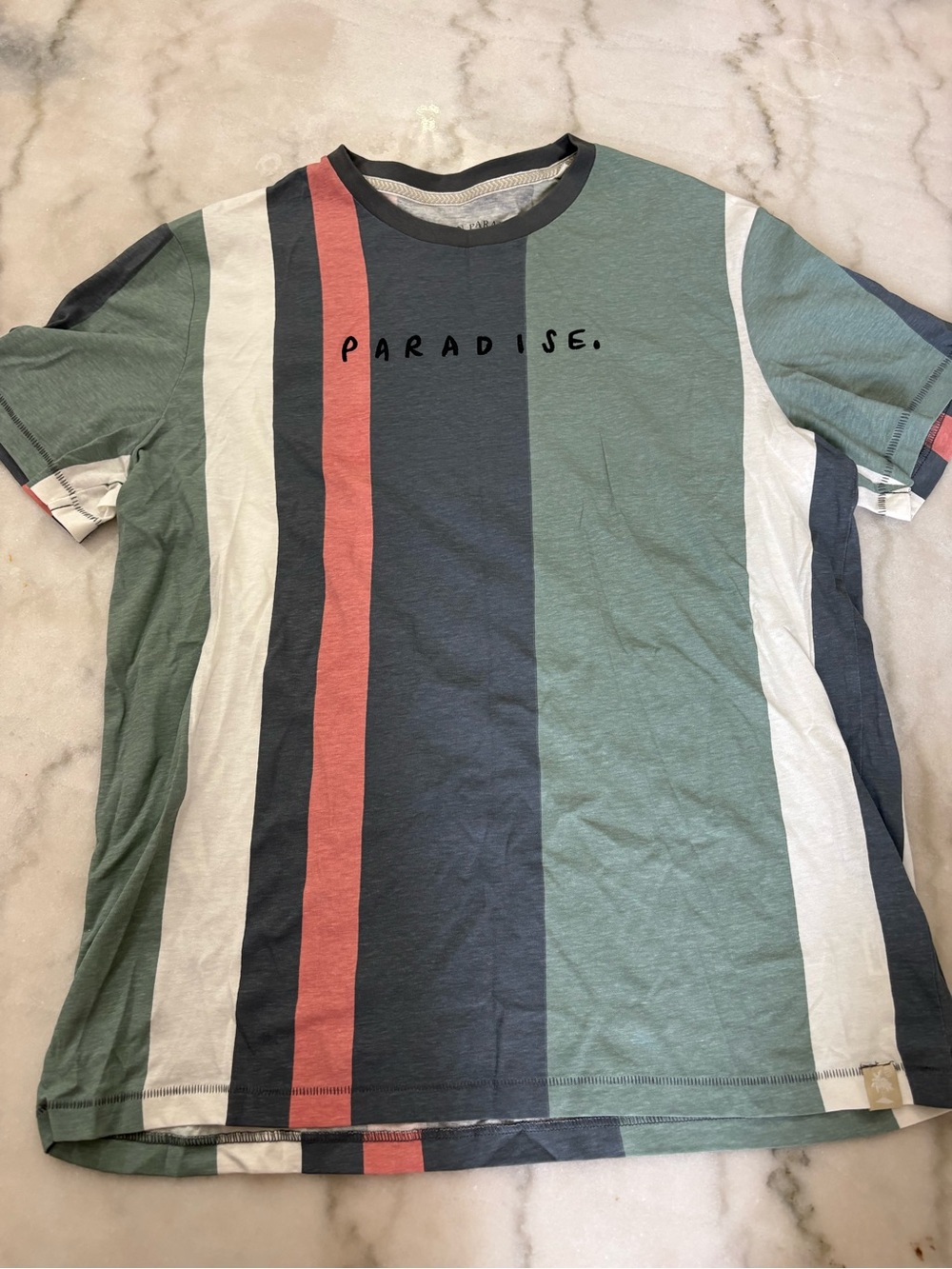 Free Planet Striped Tee - Green, Navy, Coral, White